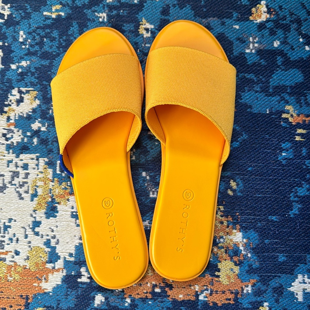 ROTHY'S THE SLIDE YELLOW CANARY SLIP ON SANDALS